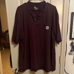 Carhartt Men's Dark Red Collard Pocket 2XL Shirt
